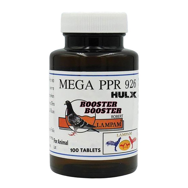 HULX MEGA PPR 926 100 Tablets, Rooster Booster Vitamins Health Chicken Supplement VITAMIN B COMPLEX & 80 TYPE HERBAL EXTRACT Support Blood, Endurance Energy Power Feed Bird Fighting Gamecocks Hen Food
