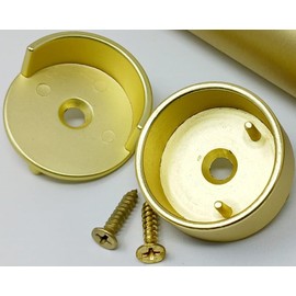 Kitchen Inventions Matte Brass One Pair 1 5/16 Inch Diameter Round Wardrobe Closet Rod End Support Flanges - One Open and One Closed Caps with Installation Screws, KIRH2215601160/2215611160MB