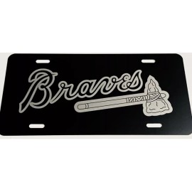 BLVD Atlanta Braves Fan Laser Engraved License Plate Matte Black Metal Car Tag Gift