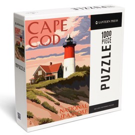 Cape Cod National Seashore, Massachusetts, Nauset Light and Sunset (1000 Piece Puzzle, Challenging Jigsaw Puzzle for Adults, Made in USA)