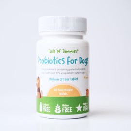 Tails ’N’ Tummies Probiotics for Dogs: 60 Tiny Tablets for Allergies, Itchy Skin, Diarrhea & Digestive Relief – Gentle, Clean Formula for Dogs