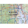 Physical State Poster Map of Rhode Island and Connecticut -