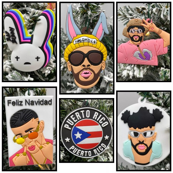 Unbranded Bad Bunny Reggaeton Christmas Ornament 6 Piece Set -