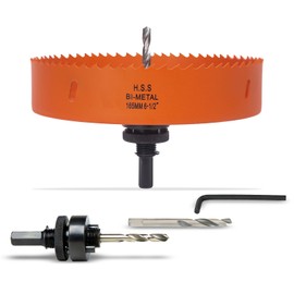 VIKITON 6.5 Inch Hole Saw with Arbor for Metal Wood Plastic, 6-1/2 in Bi-Metal Hole Cutter for Different Project with Smooth and Flat Drilling Edge, Fast Chip Removal,Lighter and Portable