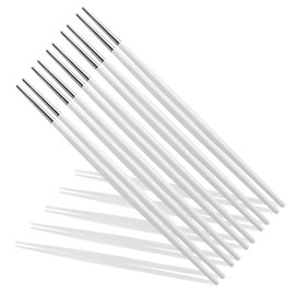 Chanjiso Creative Metal Chopsticks,5 Pairs 304 Stainless Steel Japanese Pointed Sushi Tableware Non Slip Chopsticks Gift… (Five white silver heads)