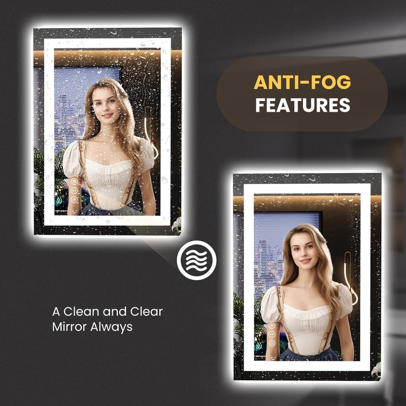 LOAAO 23.6"x31.5" LED Mirror for Bathroom, Lighted Bathroom Mirror with