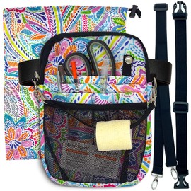 French KOKO Medical Nurse Fanny Pack with Travel Bag and Extension Strap Nursing Supplies for Nurses Nursing Fanny Packs Women Organizer Pouch Tool Belt ICU Nicu Vet Tech Waist Bag Work Fun Flowers