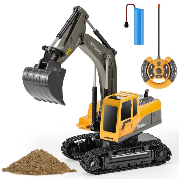 Kizeefun Remote Control Excavator, RC Digger with Lights and Sounds