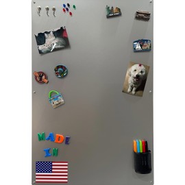 Large Magnetic Board for Wall - Magnet Display Board - Magnetic Bulletin Board - Dry Erase Memo Board- Made in USA (Metallic Silver, 23" Wx35 L)