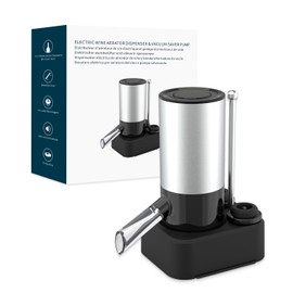 KITCHENDAO Rechargeable Electric Wine Aerator Dispenser and Wine Saver Pump, Built-in Sound Indicator, Automatic Wine Pourer with USB-C Cable, Storage Base and 2 Stoppers (Black)