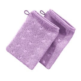 Möve Pack of 2 Quadretti Walk Terry Viola Wash Mitt Size 15 x 20 cm