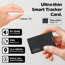 Geevon Wallet Tracker Card,Rechargeable Thin Bluetooth Tracker Item Locator Finder for Luggage tag,Wallet, Keychain,Passports Works with Apple Find My (iOS Only), IP68 Waterproof (1Pack-1C)