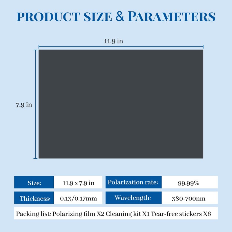 Steinfinit Polarizing Film, Adhesive Polarized Film, with Cleaning Kit, 2