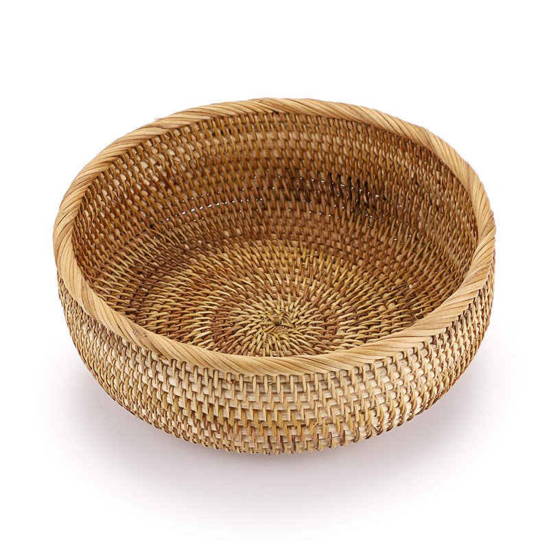 Sumnacon Set of 3 Round Rattan Fruit Baskets Serving Bread