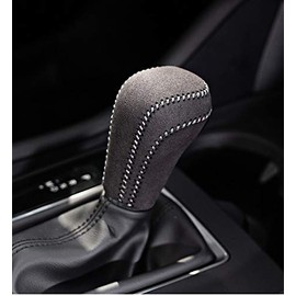 Onami Axela Shift Grip Cover for Mazda 3 Handle Gear Suede Laced Wear-Resistant Mazda3 AXELA BP Series PU/Synthetic Leather 1P [Leather Backing & Gray Stitch] MZD089-G