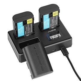 JYJZPB LP-E6 LP-E6N Battery 3-Pack Compatible with Canon EOS 5D Mark II III, 5DS R Rechargeable Battery Charger Triple Slot for Canon EOS 80D, 90D, 60D, 70D, 5DS R, 6D, 7D, 3 Channel Camera Batteries