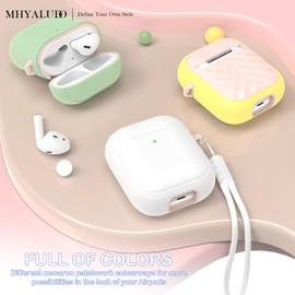 MHYALUDO for AirPods 2nd Generation Case Cover with Cleaning Kit, Full Drop Protection Cover with Lanyard, Youthful Macaroon Color for AirPods 2nd 1st Generation Charging Case, Wihte/Pink