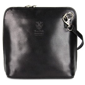 Belli Women's Italian Leather Bag Shoulder Bag Handbag - 17 x 16.5 x 8.5 cm (W x H x D) Black