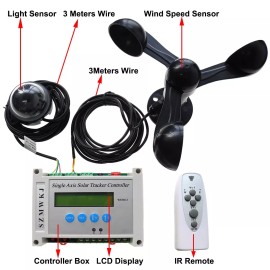 SZMWKJ Single Axis Solar Tracker Controller W/ Wind Spd Sensor for Solar Panel Tracking