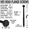 (10) 3/8” X 8” Black Hex Head Lag Wood Screws,