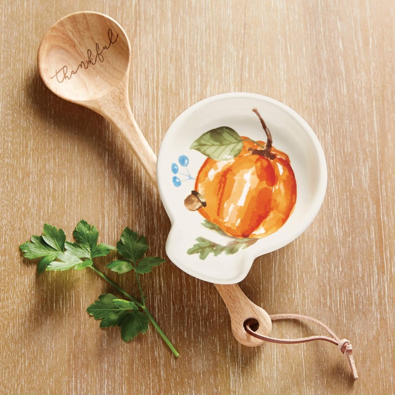 Mud Pie Gather Spoon Rest Set, Dish 5" Dia 12"