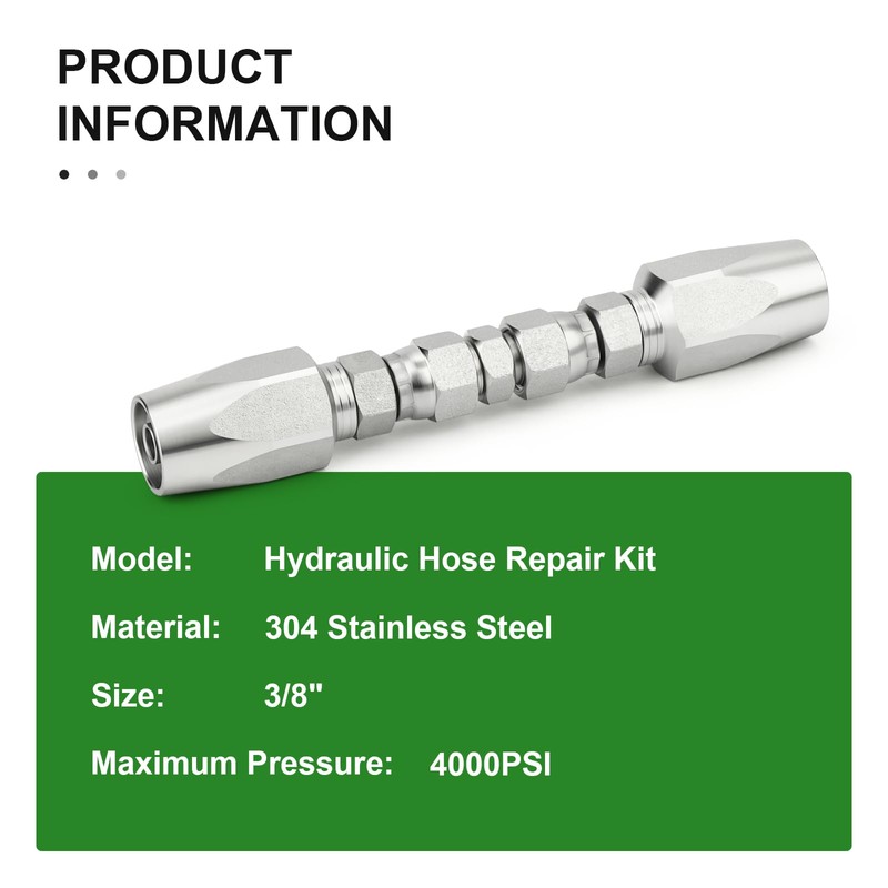 TAISHER 2PCS Hydraulic Hose Repair Kit 3/8" Reusable Fittings, 2-Wire