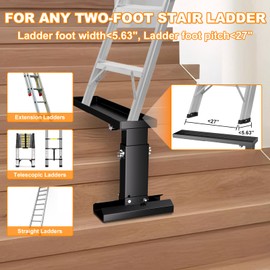 Foldable Heavy Duty Ladder Extender Pro-Adjustable Height 13.4-19.1", Ladder Leveler for Stair-Ladder Aide-Ladder Leveler for Extension Ladders with 27x5.63" Platform-Non-Slip Mat-Holds up to 880lbs