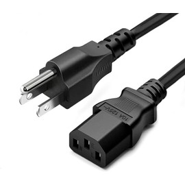 Cable de alimentación de 20 pies de 3 clavijas para computadora |125V| Cable eléctrico de CA estándar de reemplazo para monitor, TV, computadora, escritorio, PC, impresora