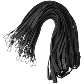 Gimars Black Lanyards for Neck with Safety Breakaways, 15pcs Lanyards for ID Badges Neck Lanyard with Metal Clip for Pass Card ID Card Holder