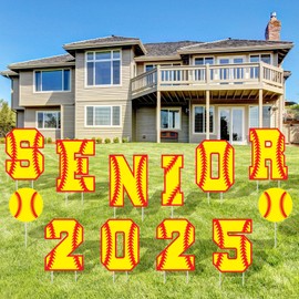 Vercraft 12 Pcs Softball Yard Signs 2025 Senior Night Decorations, 15 Inch Large Senior 2025 Yard Sign with Stakes, Graduation Yard Signs Outdoor Lawn Decorations for Graduation Sport Theme Party