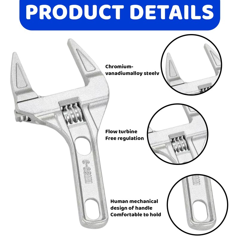 DtgEcd Adjustable Spanner, Wide Jaw Adjustable Spanner, Sink Wrench, Plumbers