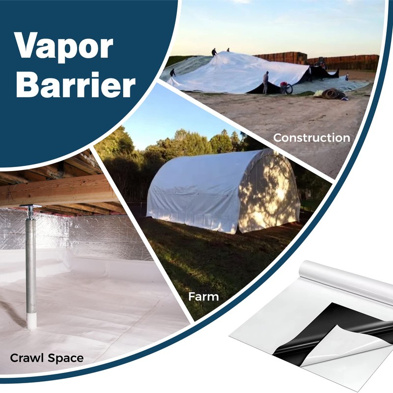 Spirecover Crawl Space Vapor Barrier, 14 Mil 10x30' Black/White Panda