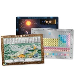 Little Wigwam Science Placemat Pack - Set of 3 Educational Placemats - Dinosaurs, Periodic Table, The Solar System