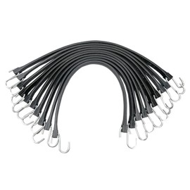 ROBLOCK 15" Bungee Cords with Hooks with 150% Max Stretch, 100% EPDM Rubber Tarp Straps with Metal Crimped S Hooks, Ideal for Securing Tarps, Cargo, Canvases, Weatherproof (10 Pack)