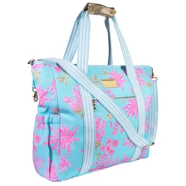 Lilly Pulitzer Blue Beach and Picnic Cooler, Insulated Bag with Adjustable Shoulder Strap and Zipper, Large Soft Cooler for Groceries or Travel (Royal Coral)