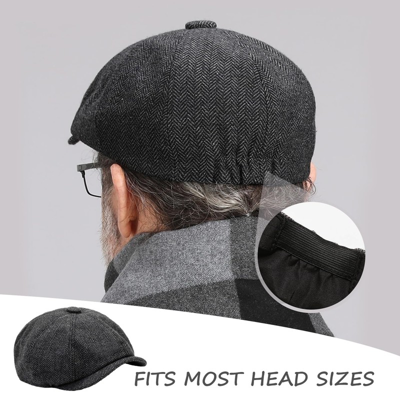 COACOM 1 Black Melon Hat, Flat Cap for Men, Newspaper