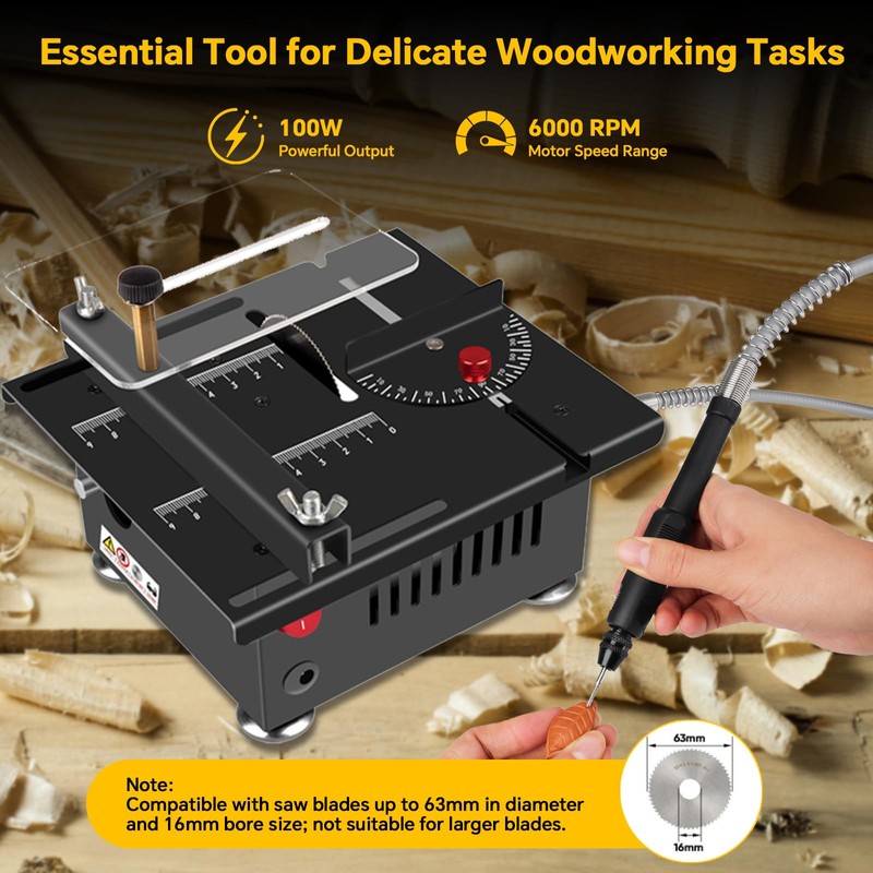 AutoShark Mini Multi-Functional Table Saw, Mini Table Saws for Crafts,