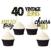 24 Pcs Glitter 40th Birthday Cupcake Toppers for Celebrating Forty