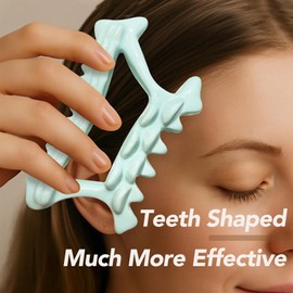 Tiyoha Teeth Shaped Ceramic Massage Tool for Head Face Neck Arm Back Leg|Effective Head Scalp Comb|Trigger Point Massager Tool|Ceramic Whole Body Gua Sha Facial Tools for Relaxing Beauty Youth(Pink)