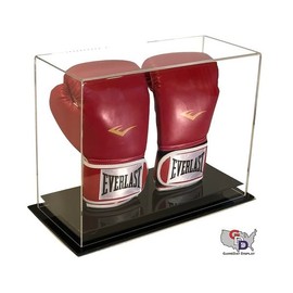 Clear Acrylic Boxing Glove Display Case, UV Protection, Black Base, Table Top