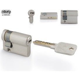 GERCAR Pro Profile Cylinder, 30/10 mm, Half Cylinder, Nickel-Plated Brass Locking Cylinder, Garage Door Lock, Includes 5 Keys, Garage Door, Length: 40 mm, A:30 mm, B:10 mm, Set of 1