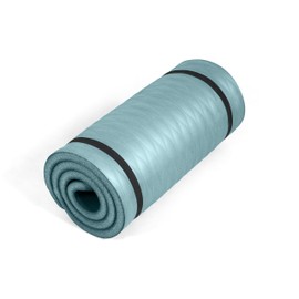 Tone Fitness Premium Extra Thick 1-Inch High Density Exercise Mat with Carry Strap – Non-Slip Workout, Pilates, and Yoga Mat for Home Gym - Color Teal - Mesh Pattern