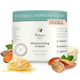 Yobee Crema corporal y facial para piel seca, picazn, eczema y psoriasis, formulada por dermatlogos, probiticos, miel, crcuma, vitaminas B12 y E,...  