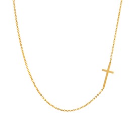 Moodear Sideways Cross Necklace for Women - Simple 14K Gold Plated Cross Pendant Cute Necklaces for Women Trendy Jewelry Gift
