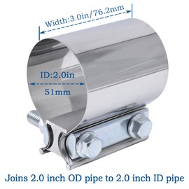 Exhaust Pipe Clamp 4.0 Inch Butt Joint Exhaust Clamp for 4'' OD Pipe with Seal Band Clamp Sleeve 3 Inch Width Aluminized Steel Plate (4PCS)