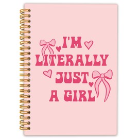 Locomiss Coquette Pink Bow Spiral Notebook, Preppy Girly Pink Aesthetic Journal Notebooks for Note Taking, Coquette Office Supplies, I'm Literally Just a Girl Hardcover Notebook 5.5x8.3