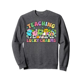 Cute Groovy Teaching Lucky Charms St Patricks Day Teachers Sweatshirt