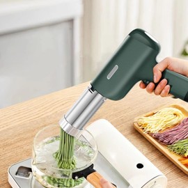 Handheld Electric Pasta Maker 5 in 1 Portable Cordless Noodle Maker Machine Homemade Ramen Spaghetti Maker Automatic Dough Press with Dough Cutter, Cleaning Brush (Green)