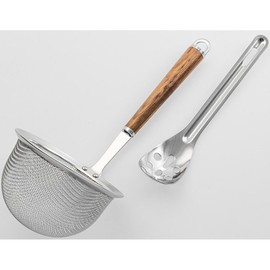 Suncraft WT-14 WT-14 Perforated Ladle Set, Made in Japan, Woody Time, Natural Wood Pattern, Walnut