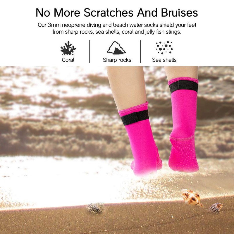 HINATAA 3mm Neoprene Wetsuit Socks,Thermal Wetsuit Socks, Quick-Drying Non-Slip Diving